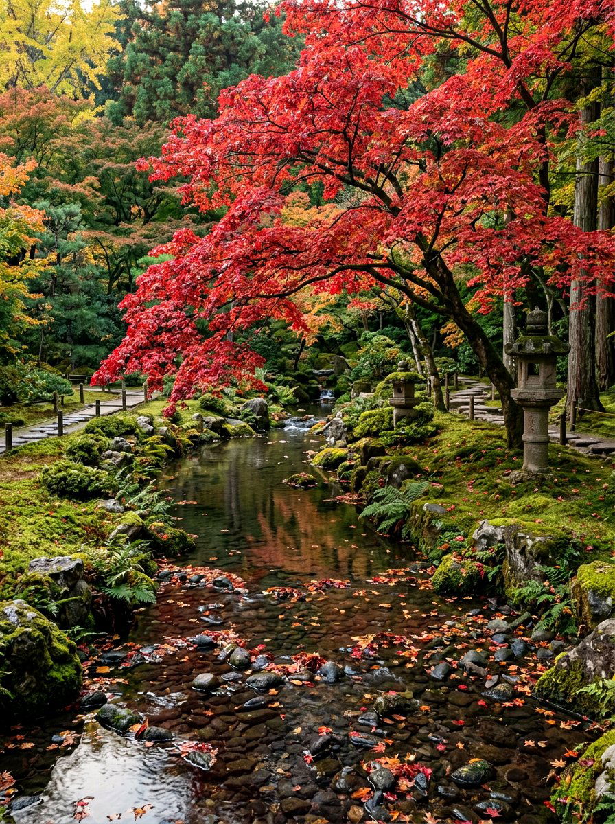 Japanese maple stream - 30 backyard stream ideas