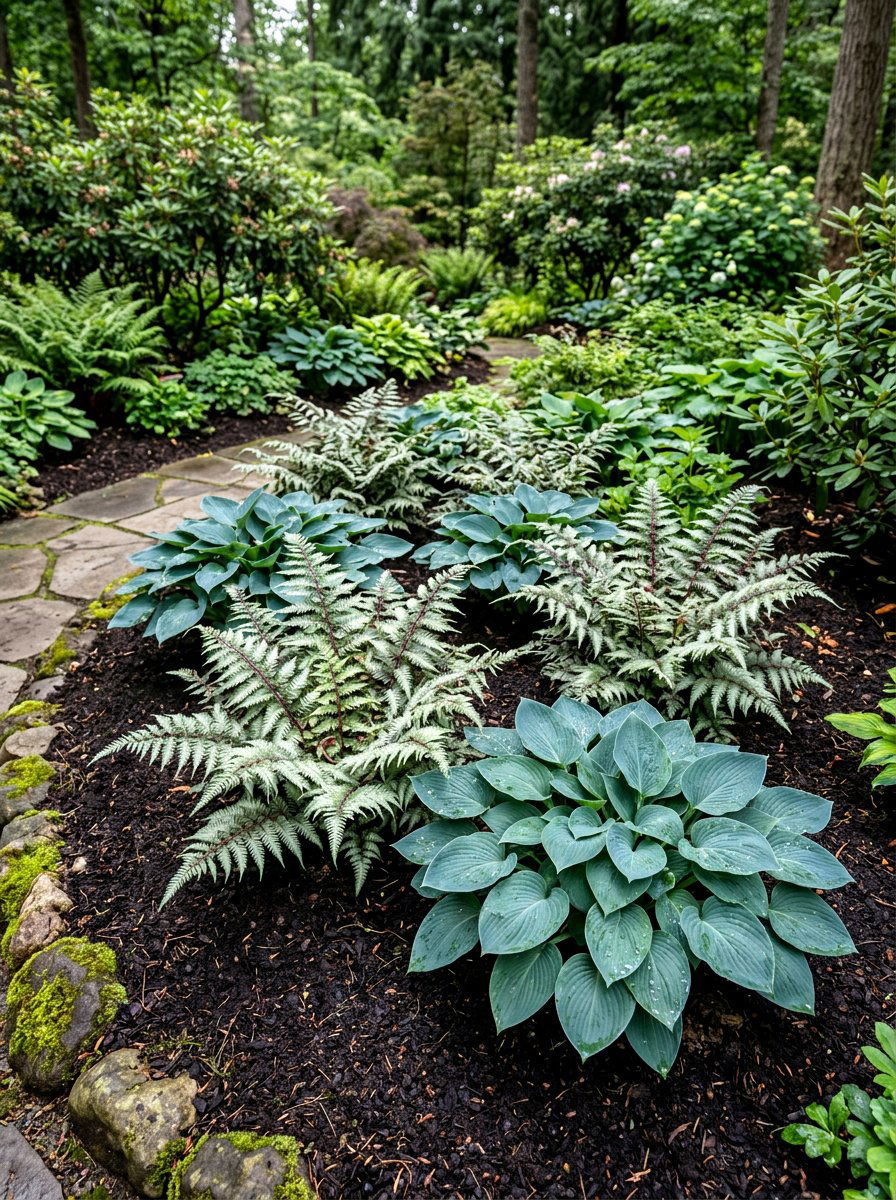 Japanese painted fern hosta pairing - 30 hosta and fern garden ideas