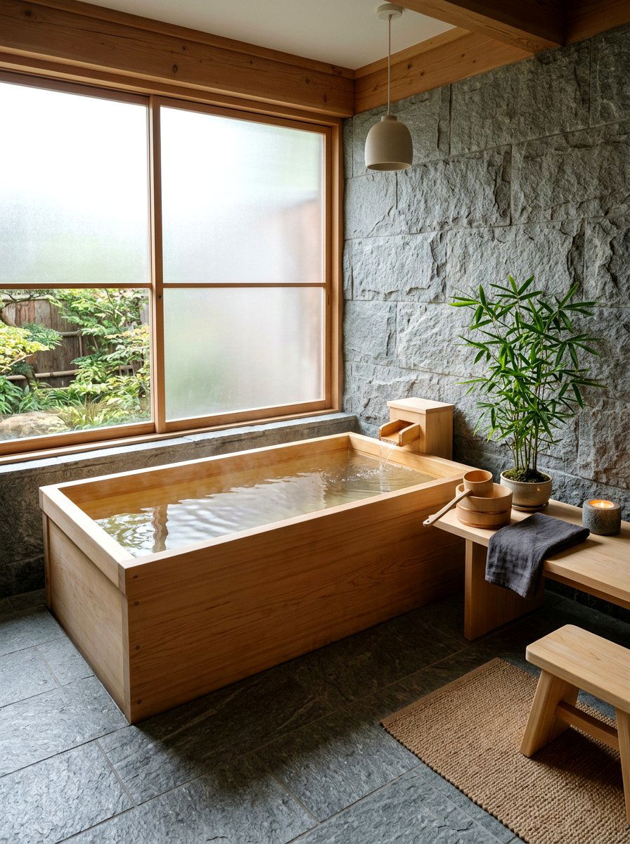 Japanese soaking tub - 30 luxury hotel bath ideas