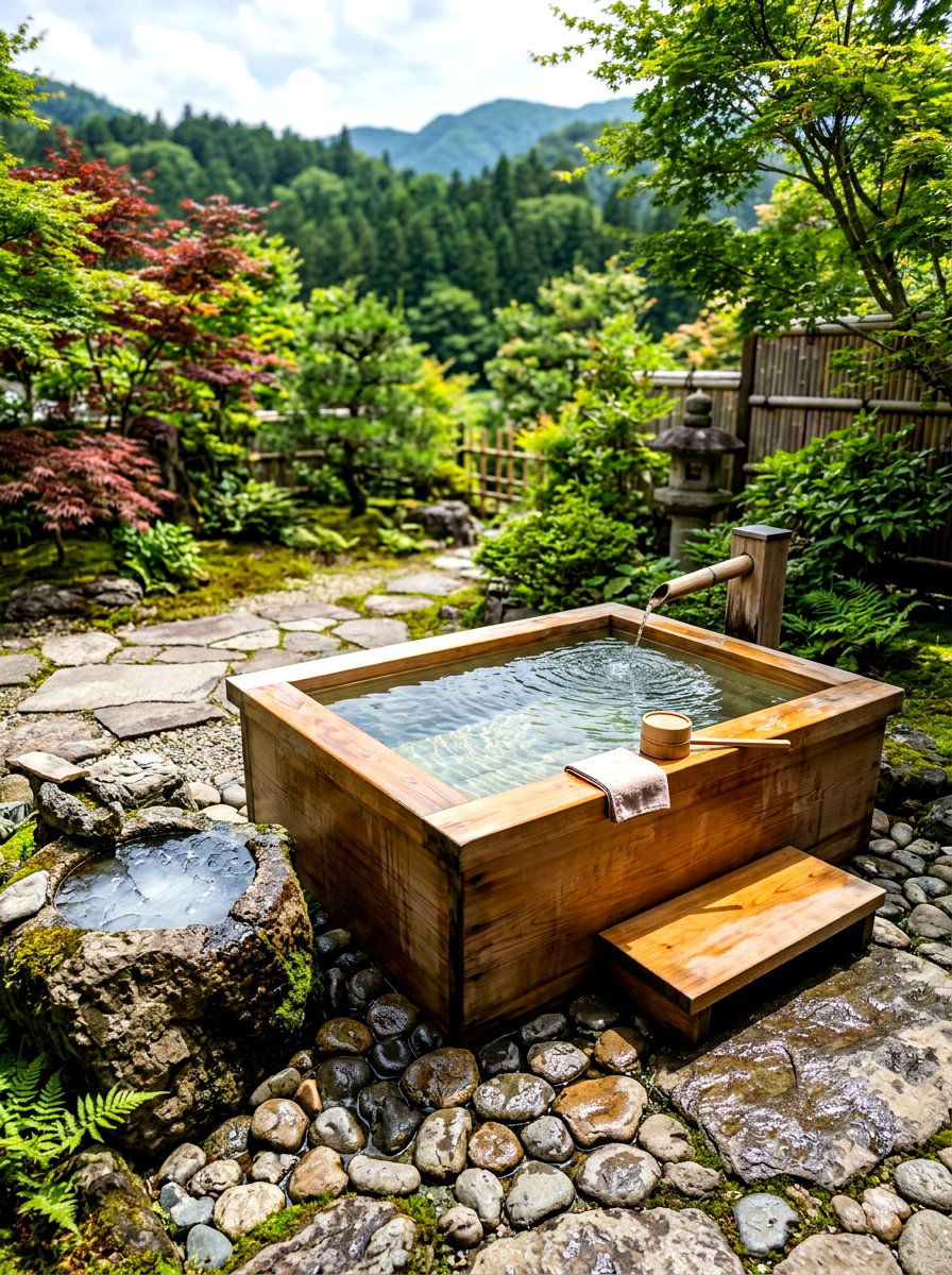 Japanese soaking tub cold plunge - 30 cold plunge backyard ideas
