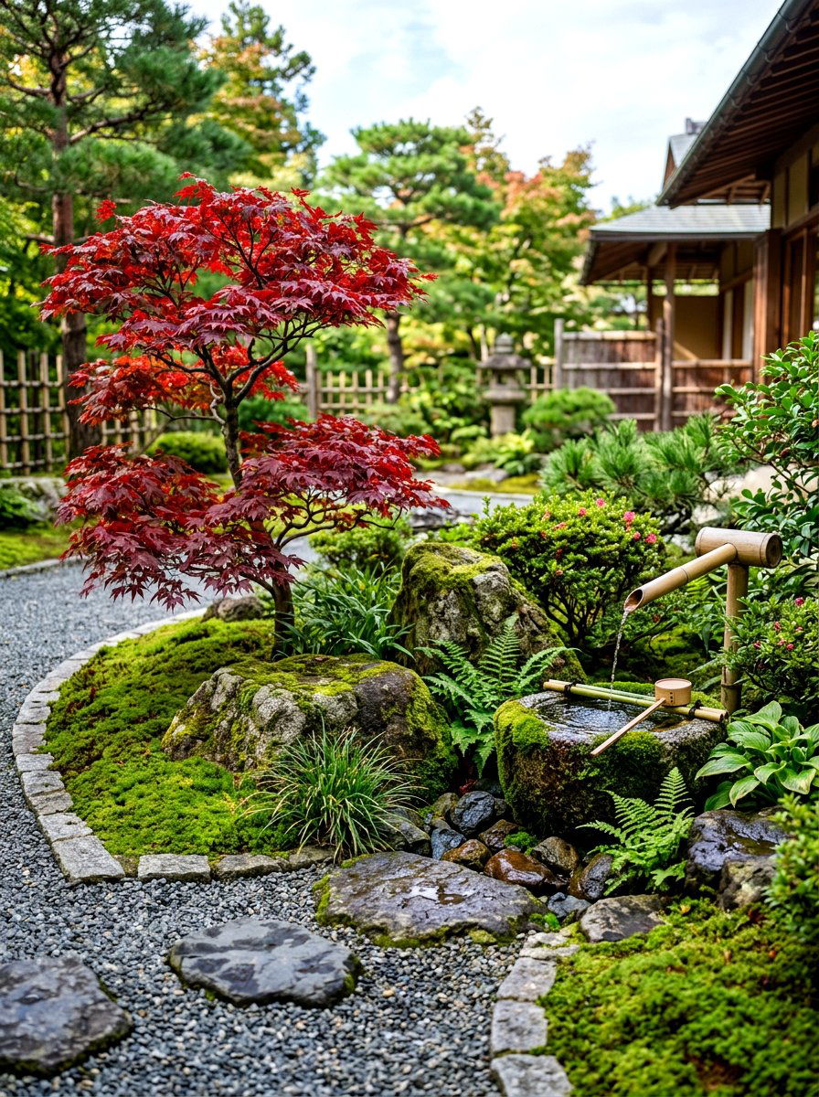 Japanese style garden border - 30 backyard border planting ideas