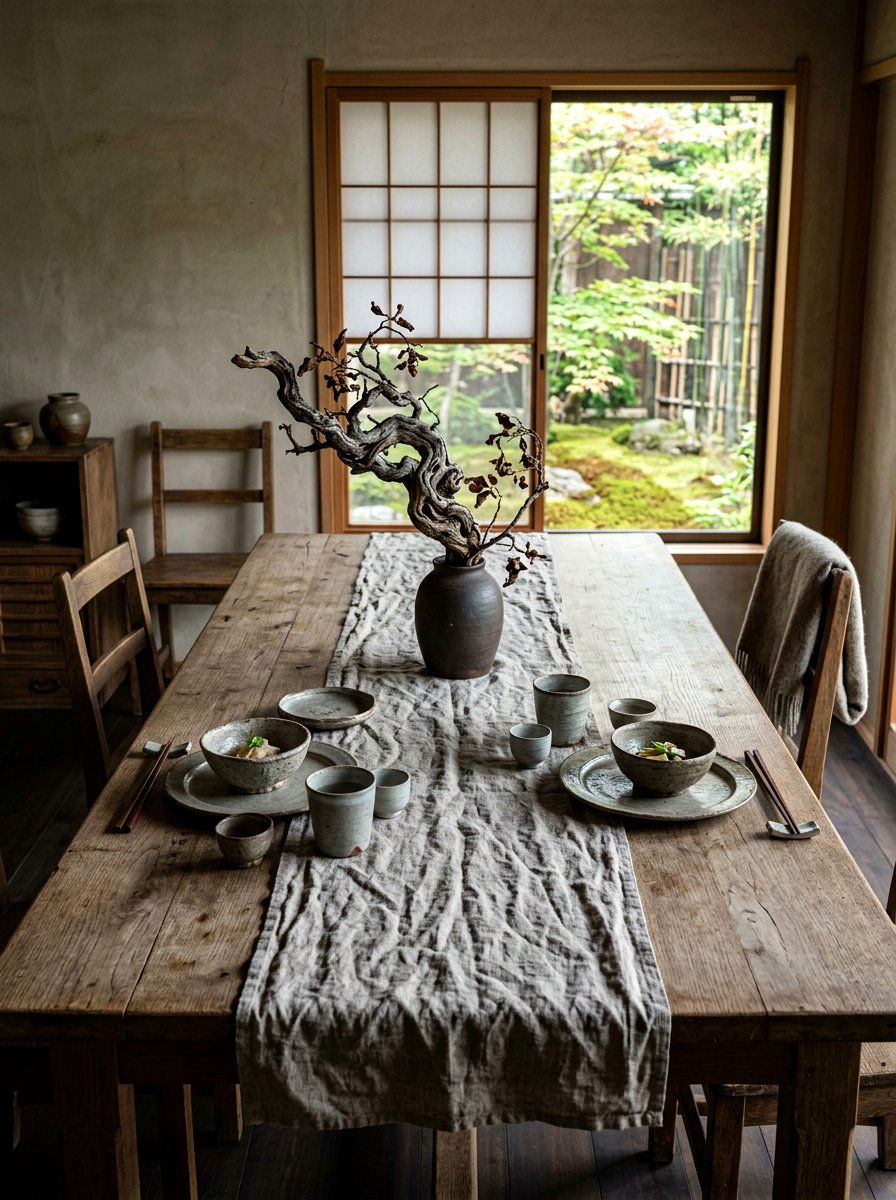 Japanese wabi sabi dining - 30 dinner party table ideas aesthetic