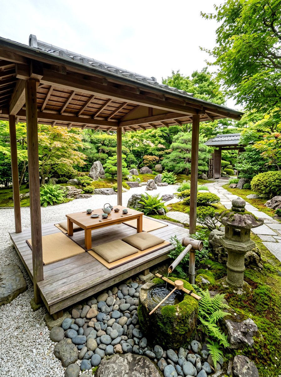 Japanese zen garden dining - 30 candlelit patio dinner ideas