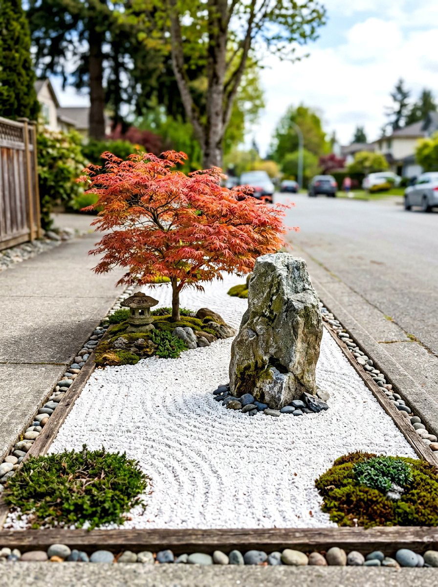 Japanese zen hellstrip - 30 curbside planting strip ideas