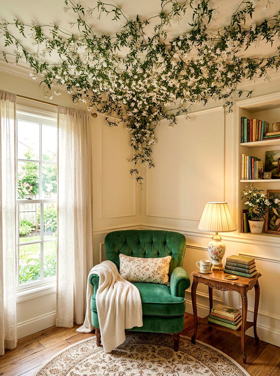 Jasmine Floral Ceiling - 30 vintage floral ceiling ideas