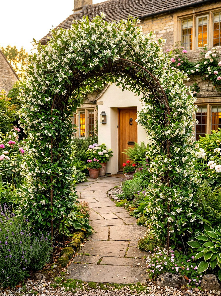 Jasmine Scented Archway - 30 arbor entrance ideas