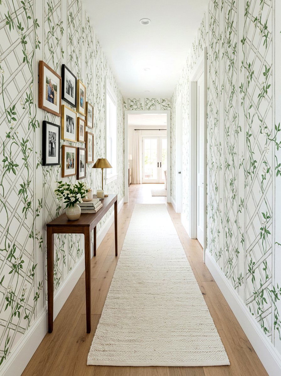 Jasmine Trellis Hallway Wallpaper - 30 spring floral wallpaper ideas