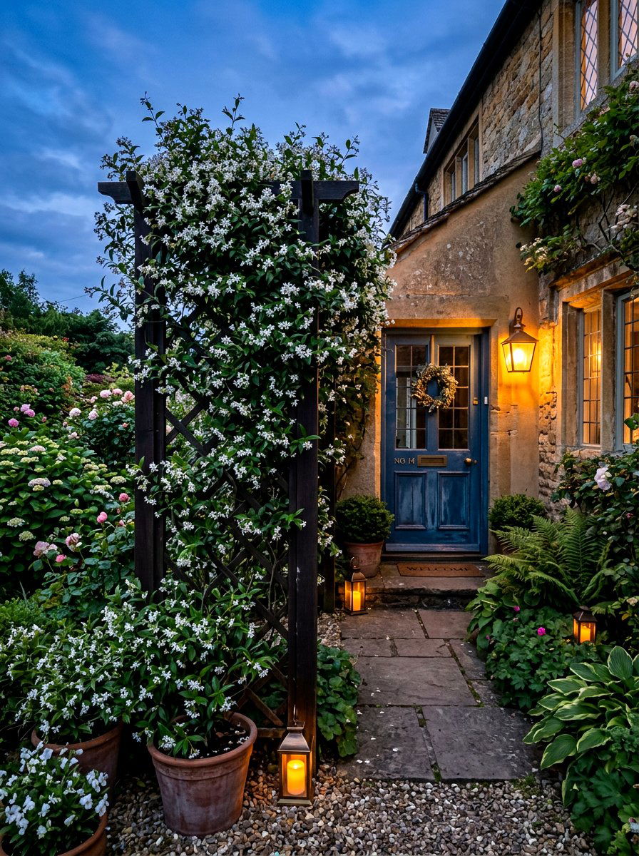 Jasmine Vine Trellis - 30 floral doorway ideas