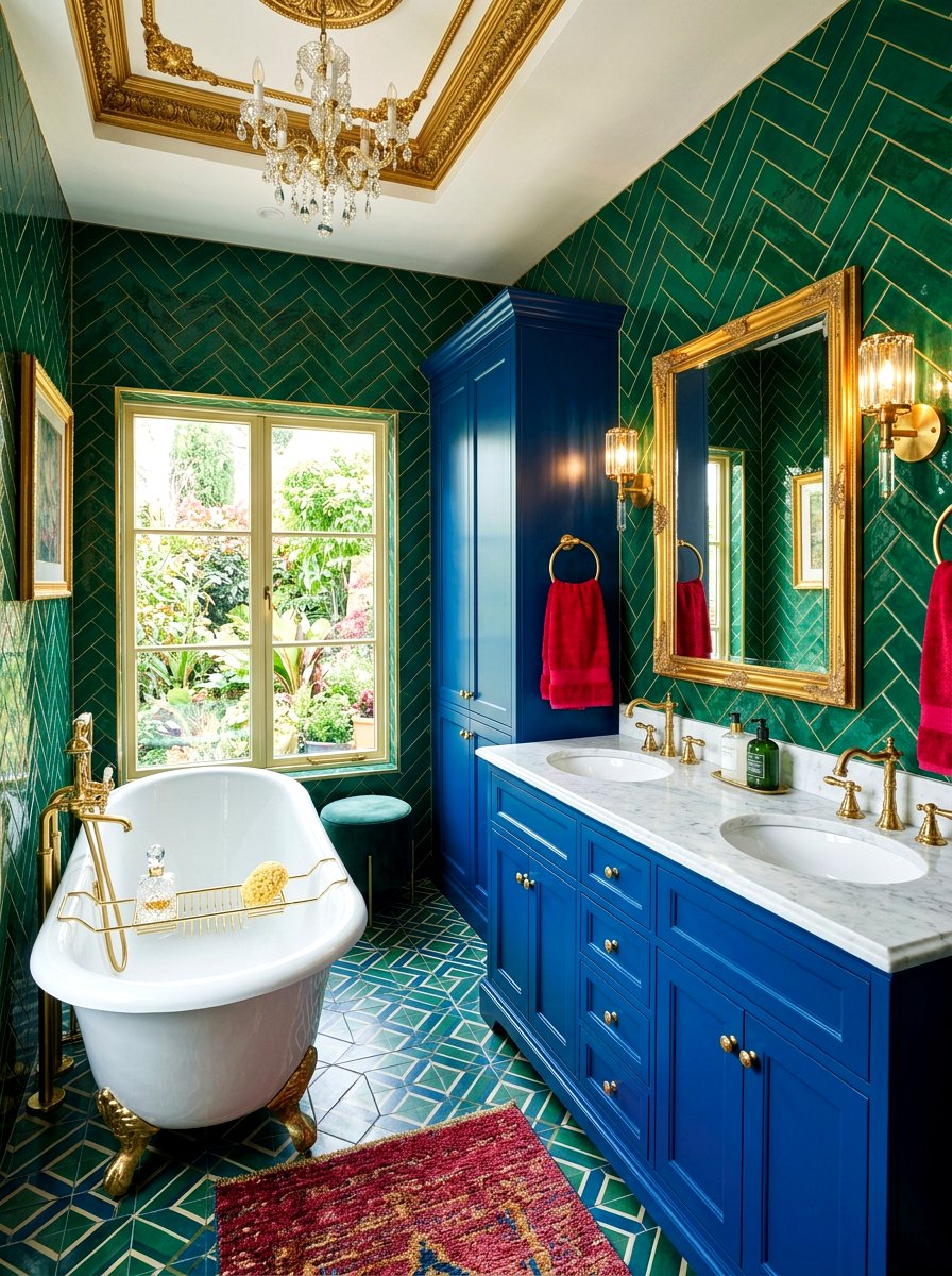 Jewel Tone Bathroom - 30 maximalist bathroom ideas