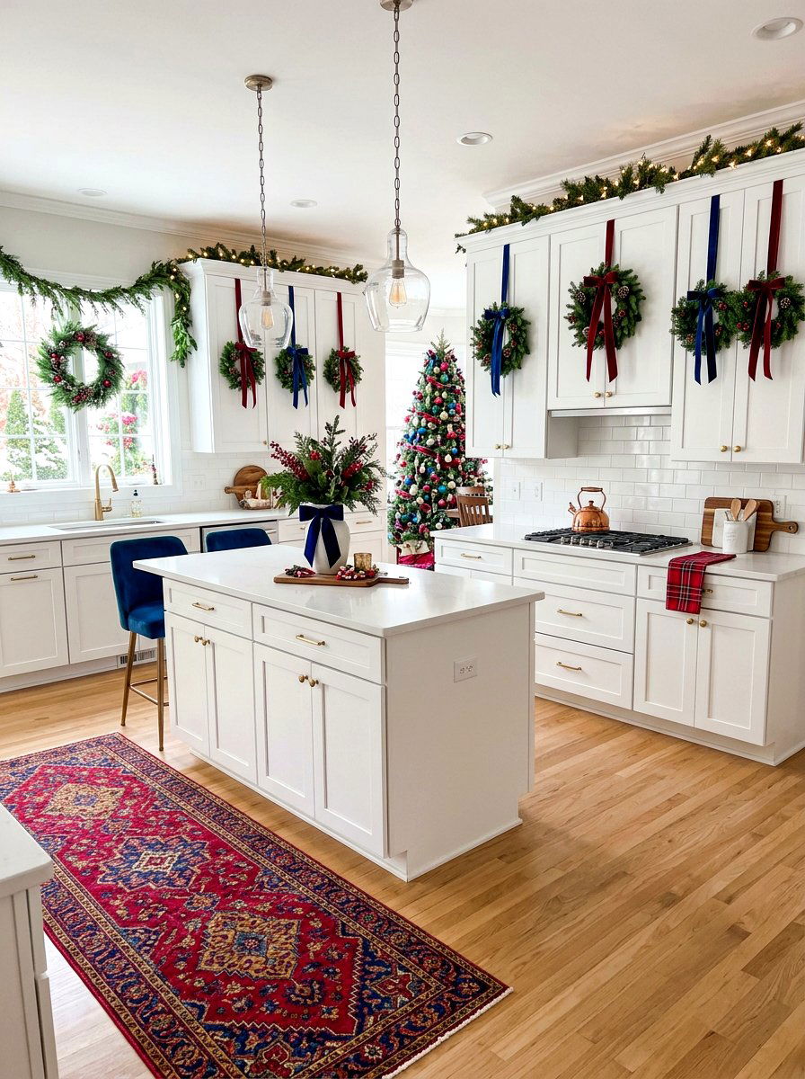Jewel Tone Kitchen Cabinet Wreaths - 30 jewel tone holiday decor ideas