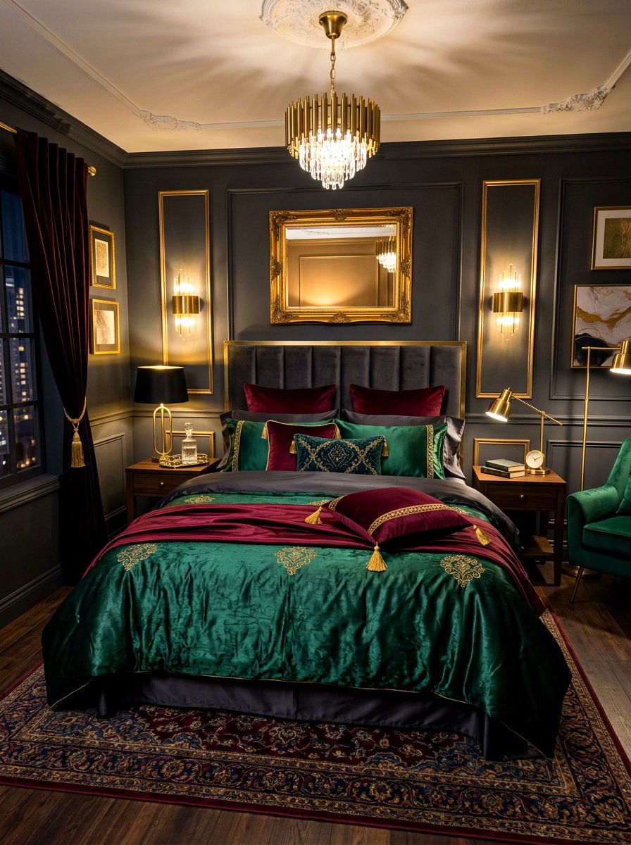 Jewel tone bedding - 30 neo deco bedroom ideas
