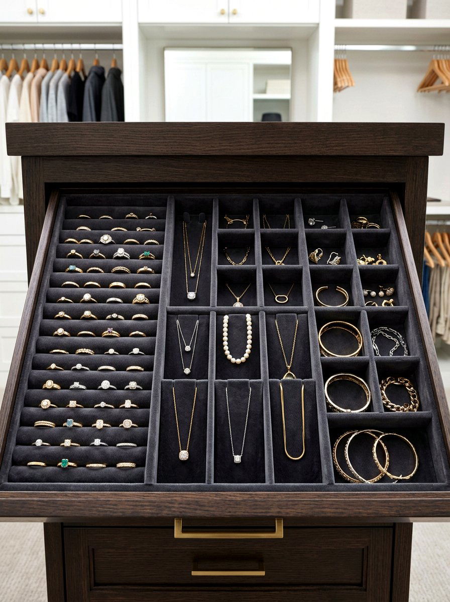 Jewelry Drawer Insert - 30 organizing small closets ideas