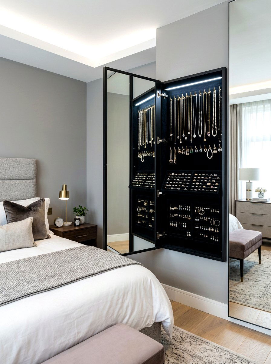 Jewelry Wall Mirror Cabinet - 30 smart storage home ideas