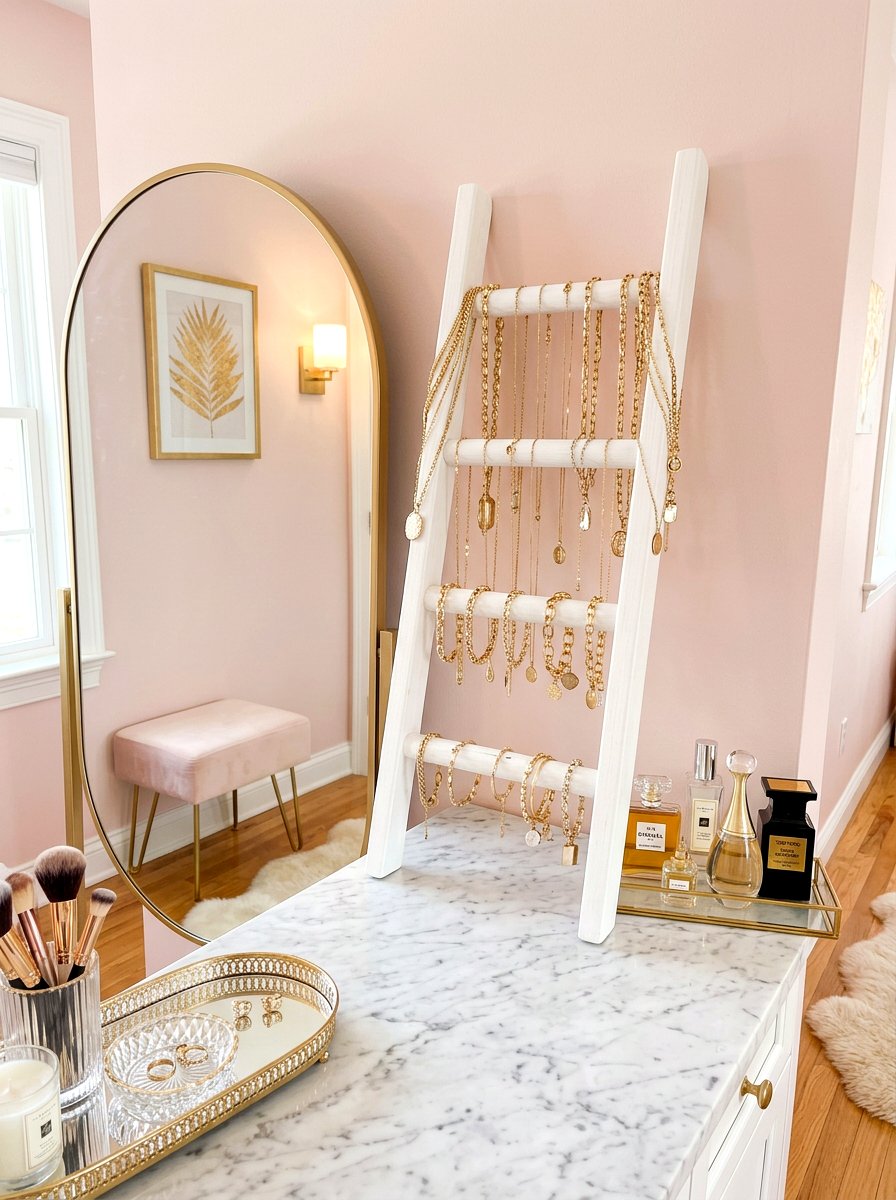Jewelry display ladder - 30 decorative ladder ideas