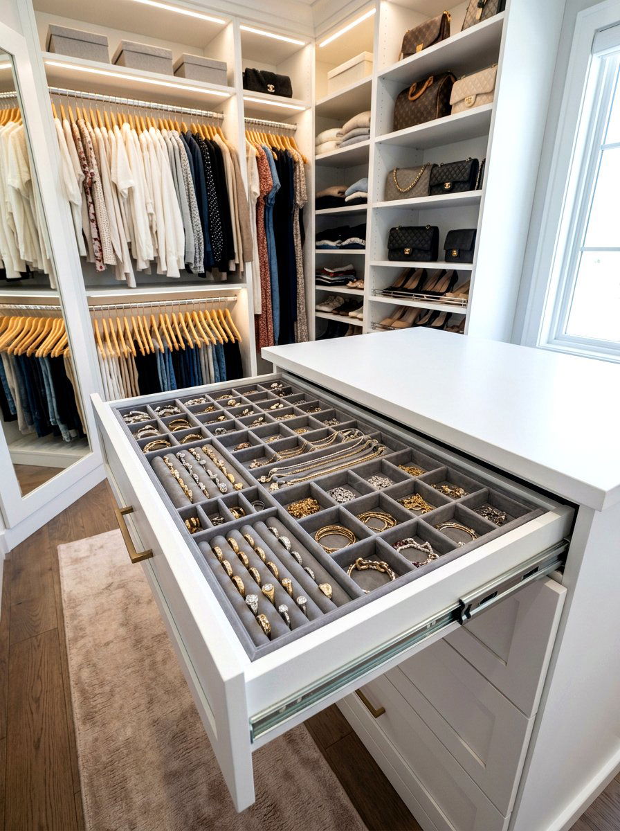 Jewelry drawer insert - 30 small walk in closet ideas