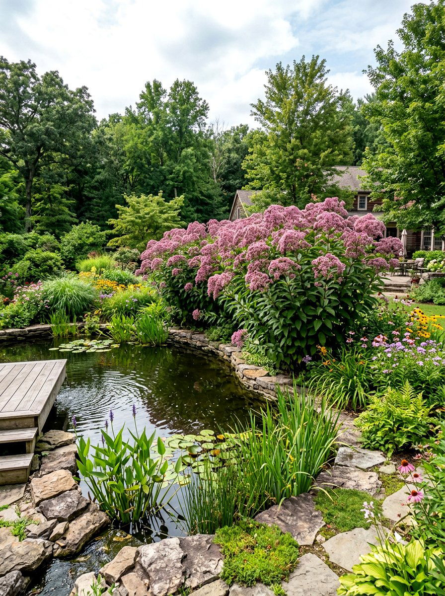 Joe Pye Weed Backdrop - 30 butterfly haven backyard ideas