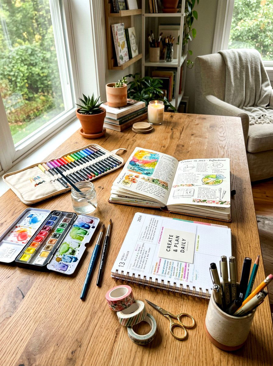 Journaling Corner Setup - 30 paper planner desk ideas