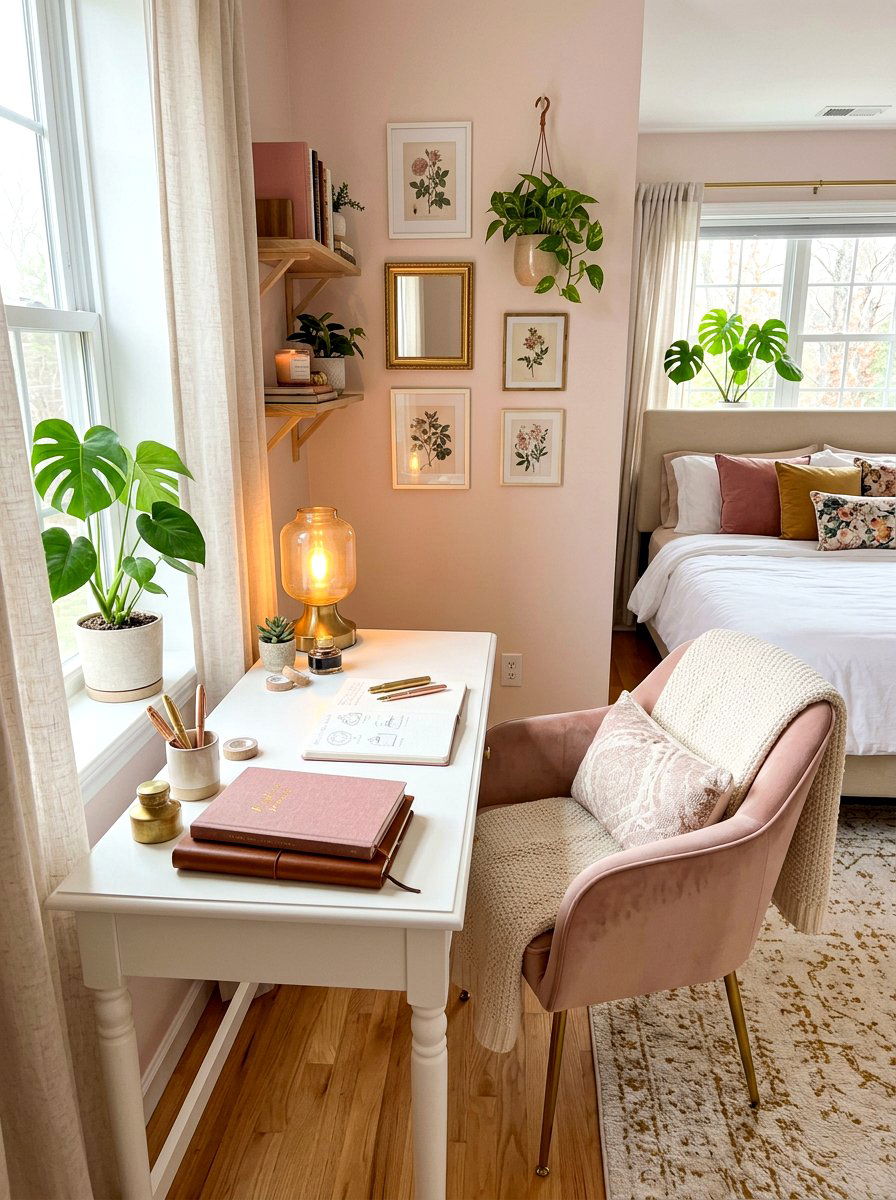 Journaling Desk With Stationery - 30 phone free bedroom ideas