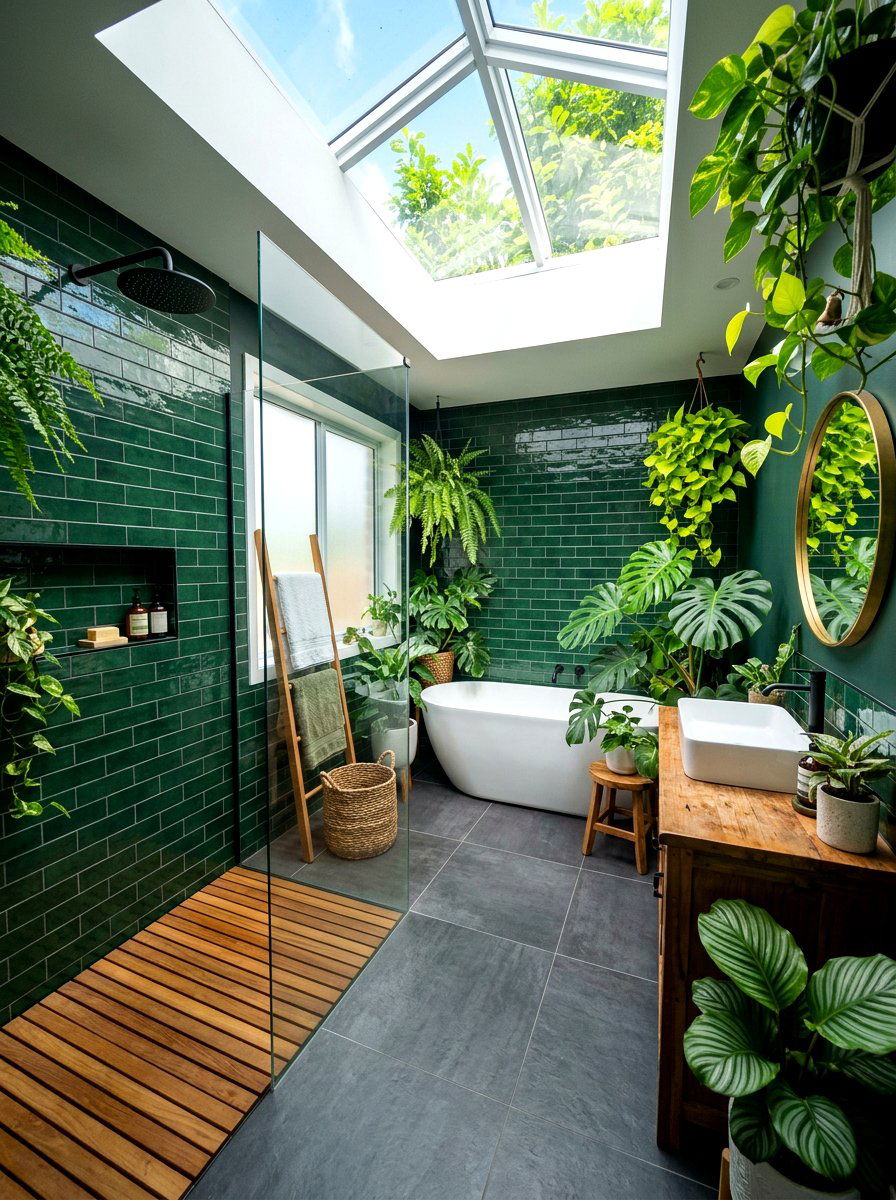 Jungle Green Bathroom Theme - 30 green bathroom ideas
