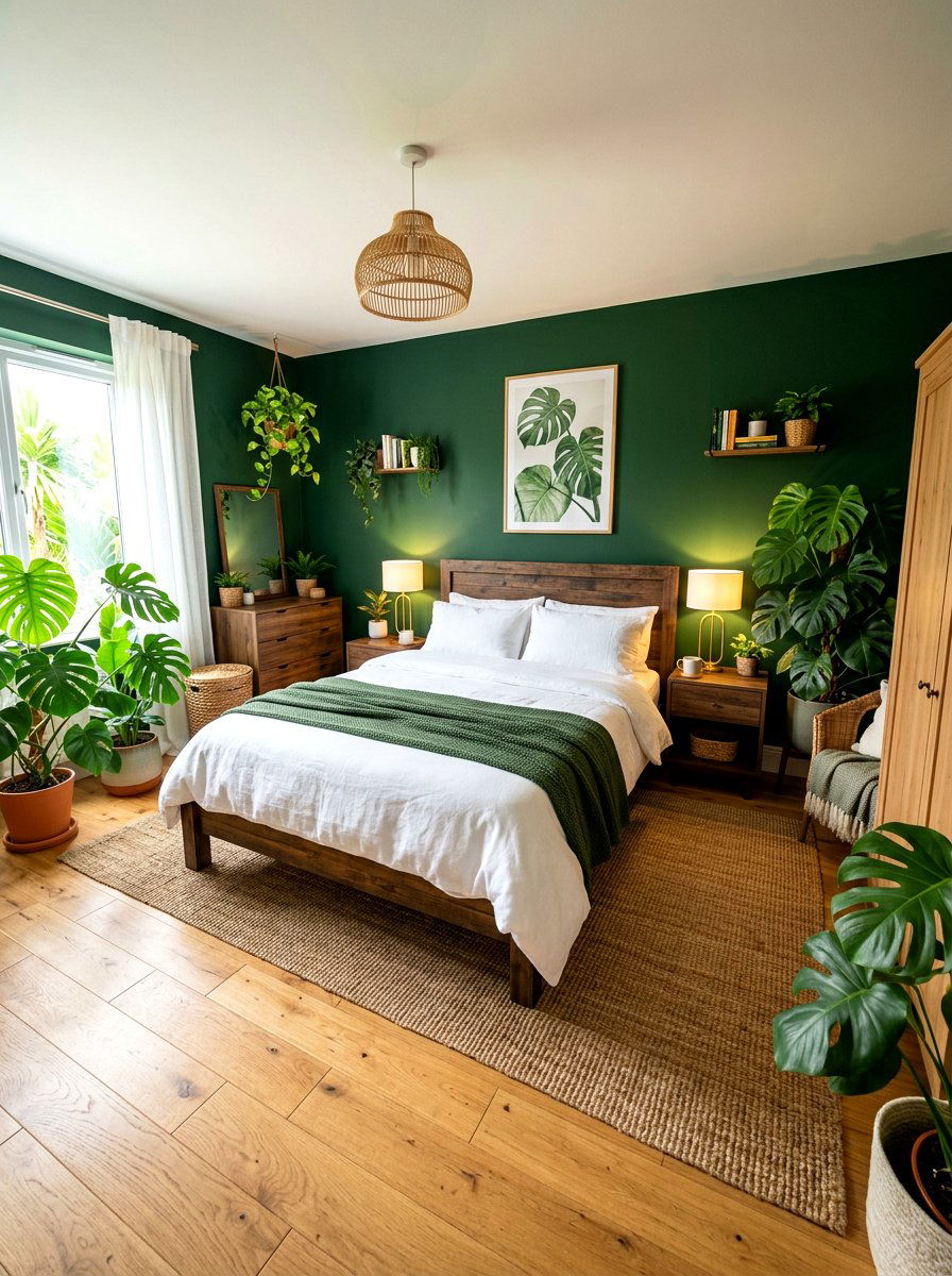 Jungle Green Bedroom - 30 resort summer bedroom ideas