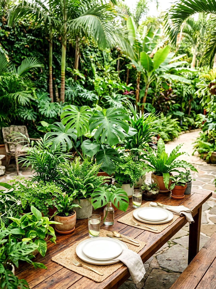 Jungle Greenery Setup - 30 pool party tablescape ideas