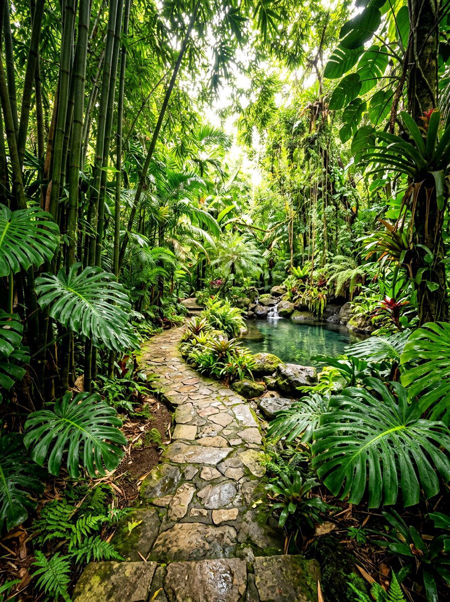Jungle Pool Path - 30 pool garden ideas