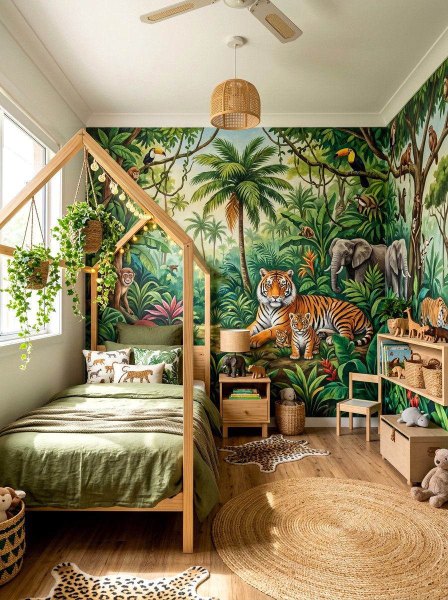Jungle Safari Kids Bedroom Mural - 30 mural kids bedroom ideas