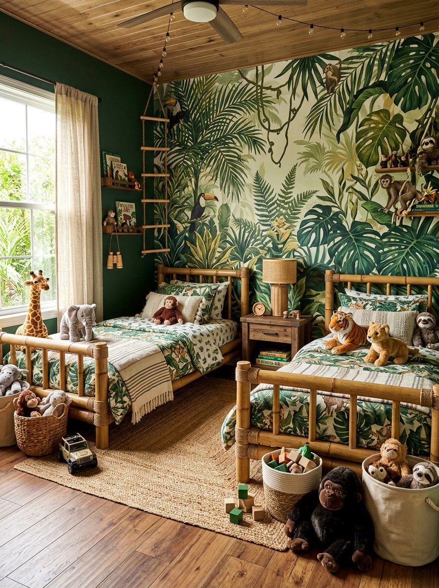 Jungle Theme Shared Bedroom - 30 boys shared bedroom ideas