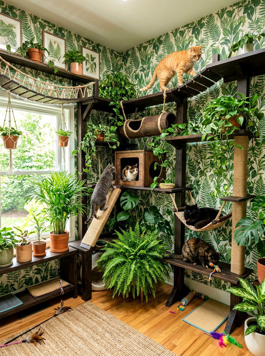 Jungle Themed Cat Play Area - 30 cat room ideas