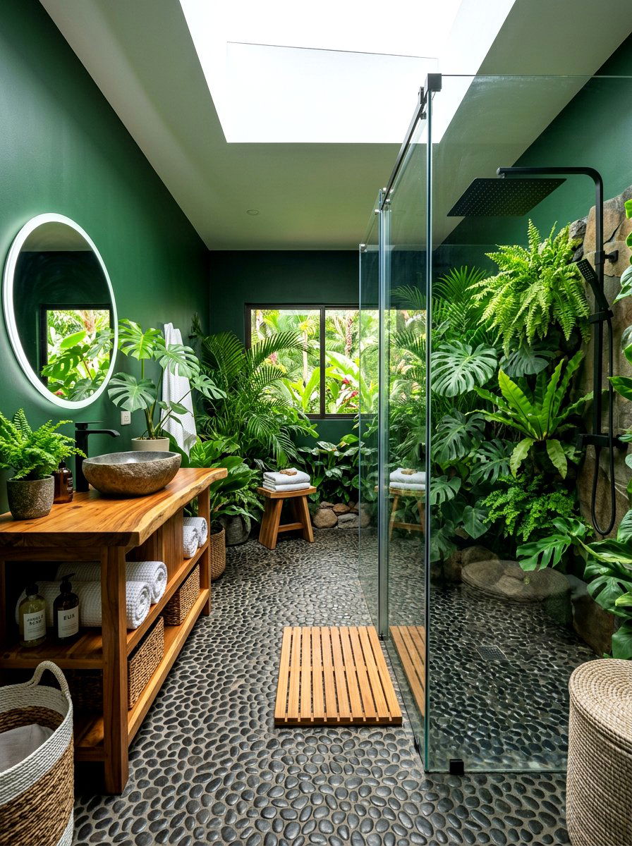 Jungle Vibe Bathroom - 30 vacation home vibe ideas