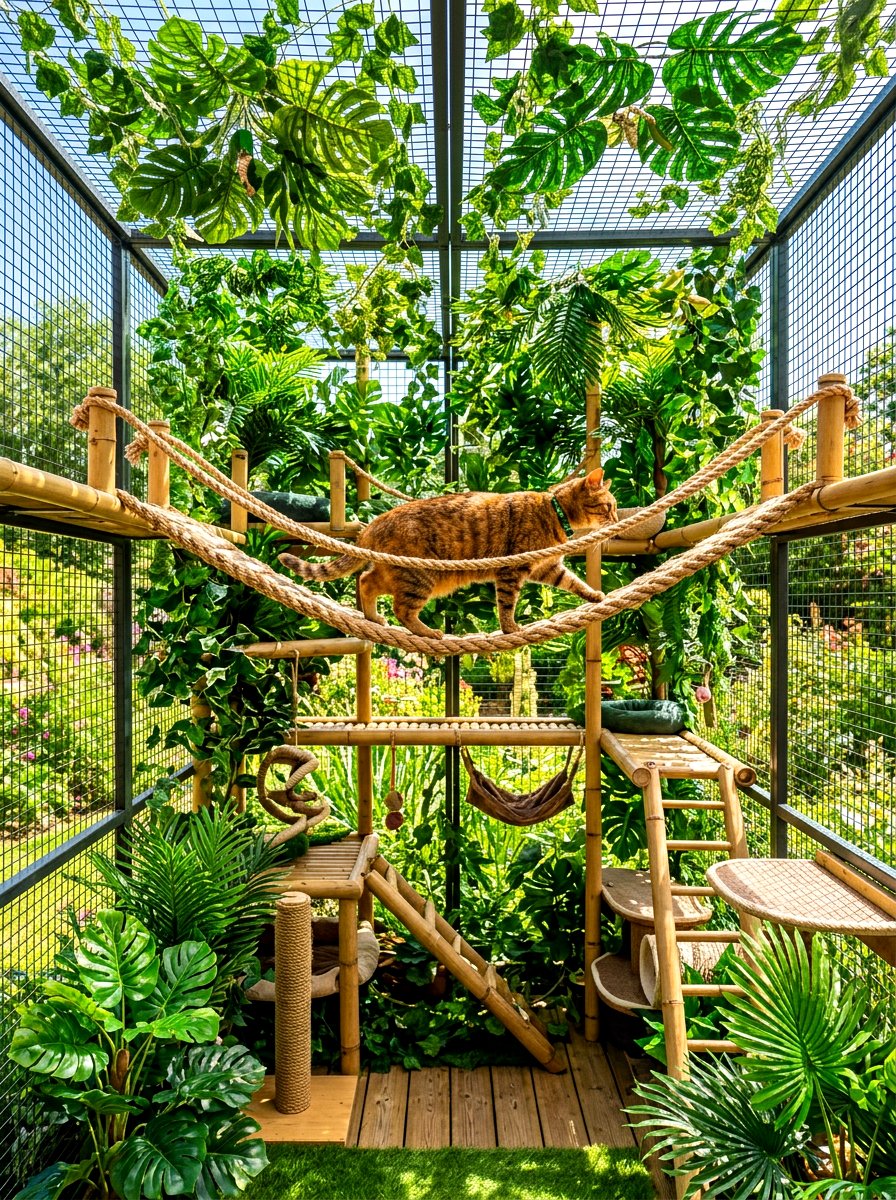 Jungle theme catio - 30 catio ideas