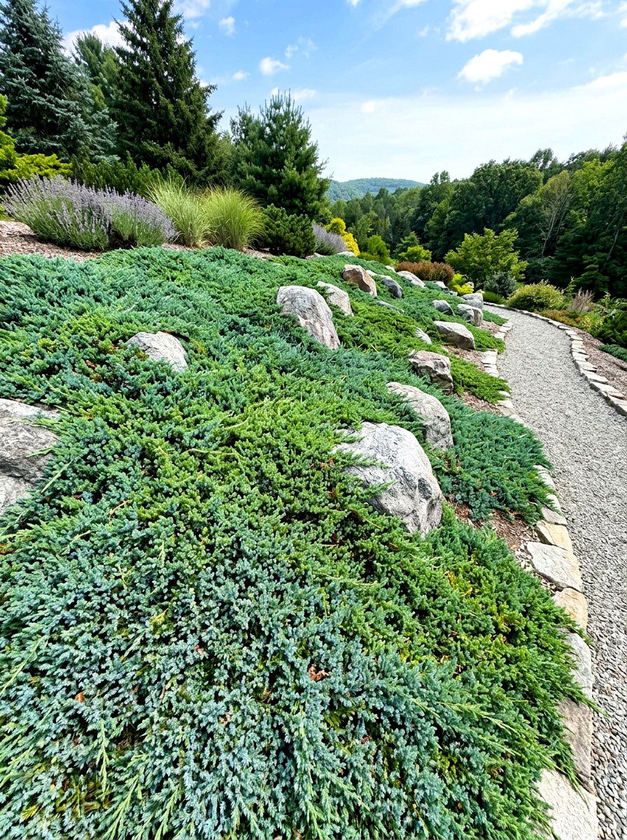 Juniper Low Maintenance Groundcover - 30 evergreen landscaping ideas