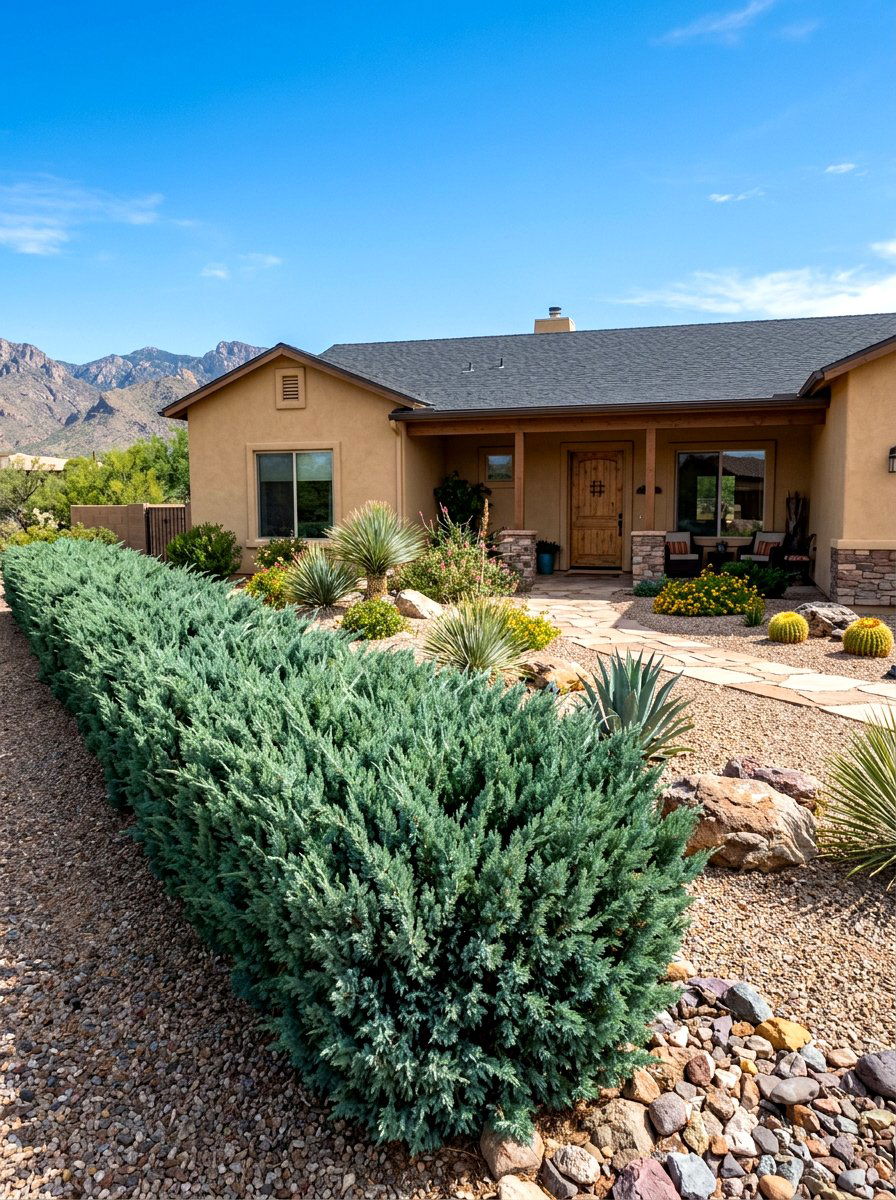 Juniper Low Maintenance - 30 house front hedge ideas