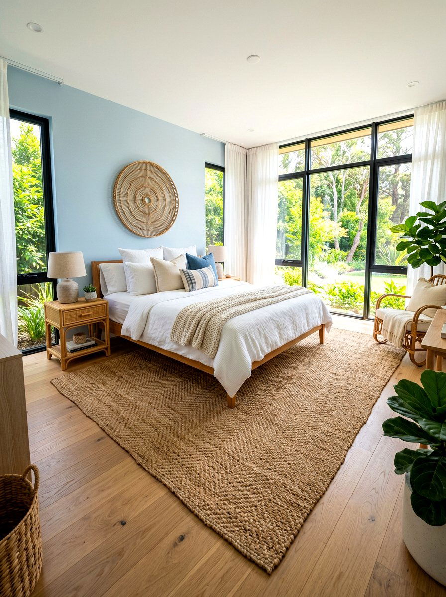 Jute Area Rug - 30 Hamptons bedroom ideas
