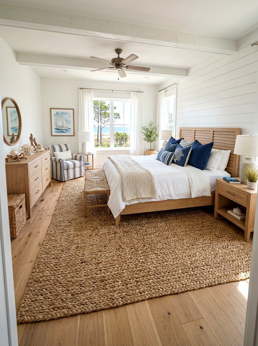 Jute Area Rug - 30 nautical bedroom ideas