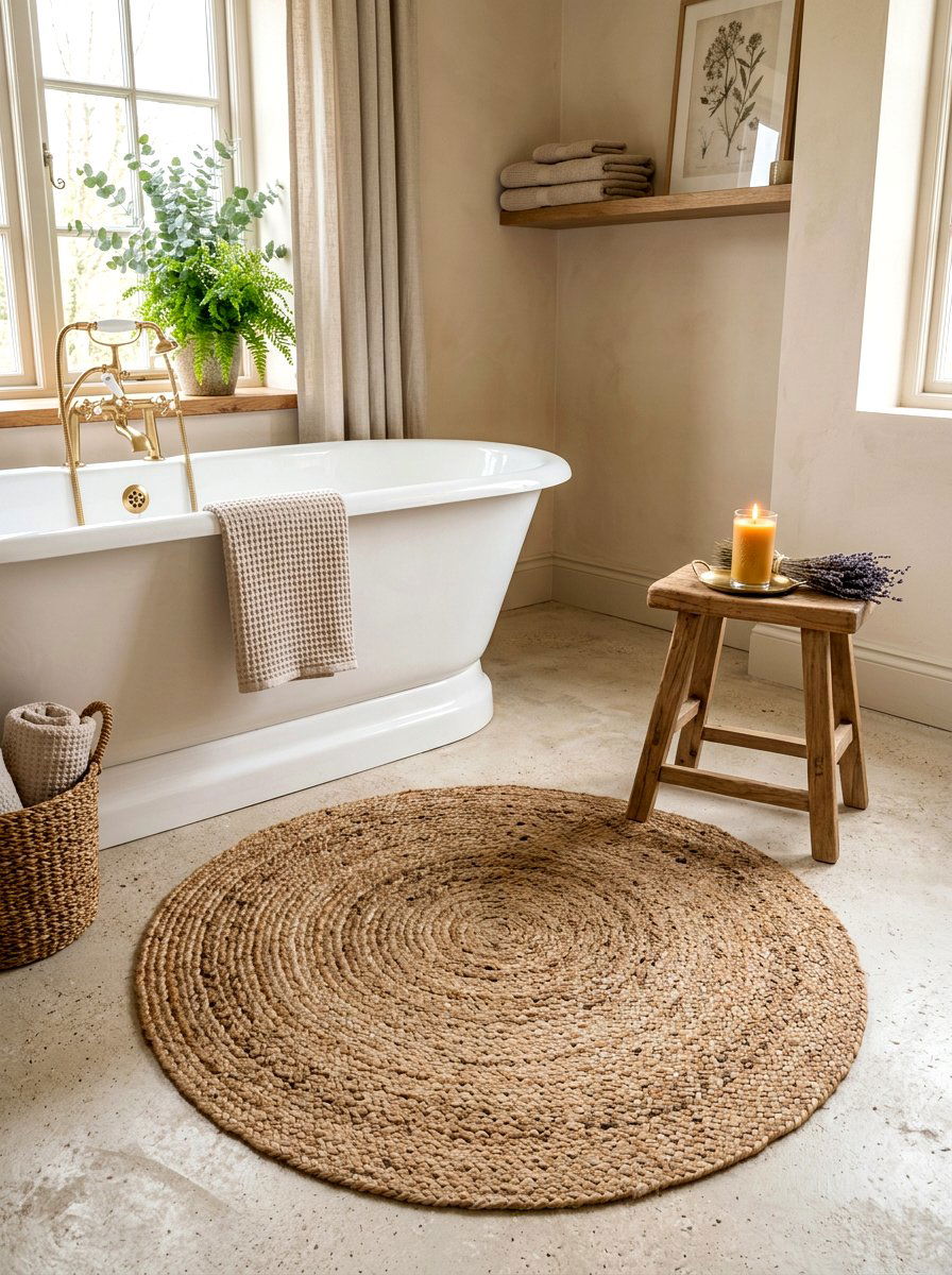 Jute Bathroom Rug - 30 boho bathroom ideas