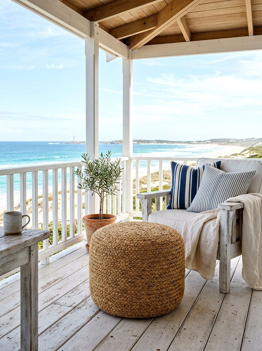 Jute Outdoor Pouf - 30 outdoor pouf lounge ideas