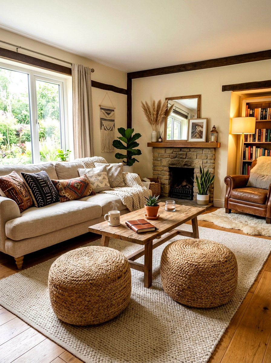 Jute Pouf - 30 natural fiber decor ideas