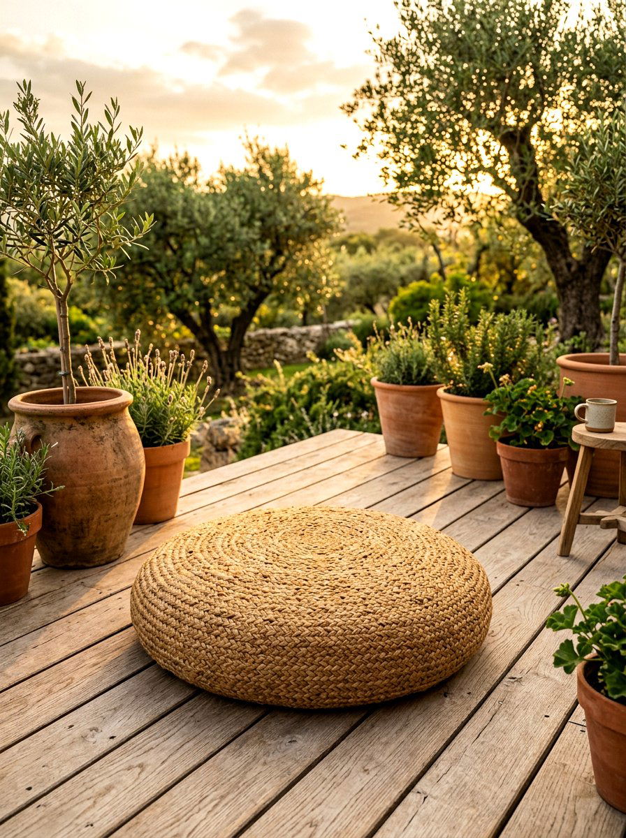 Jute Round Floor Cushion - 30 outdoor floor cushion ideas