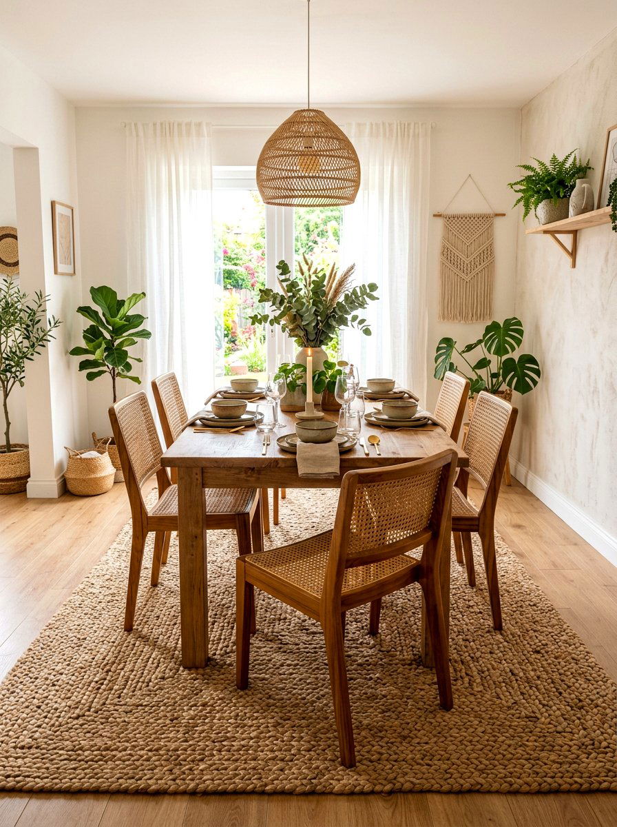 Jute Rug Boho Dining Room - 30 boho dining room ideas