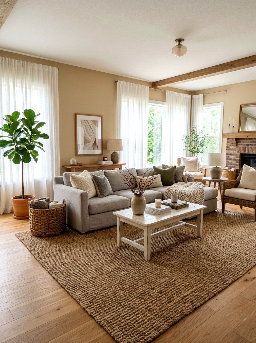 Jute Rug Living Room - 30 ocean inspired living room ideas