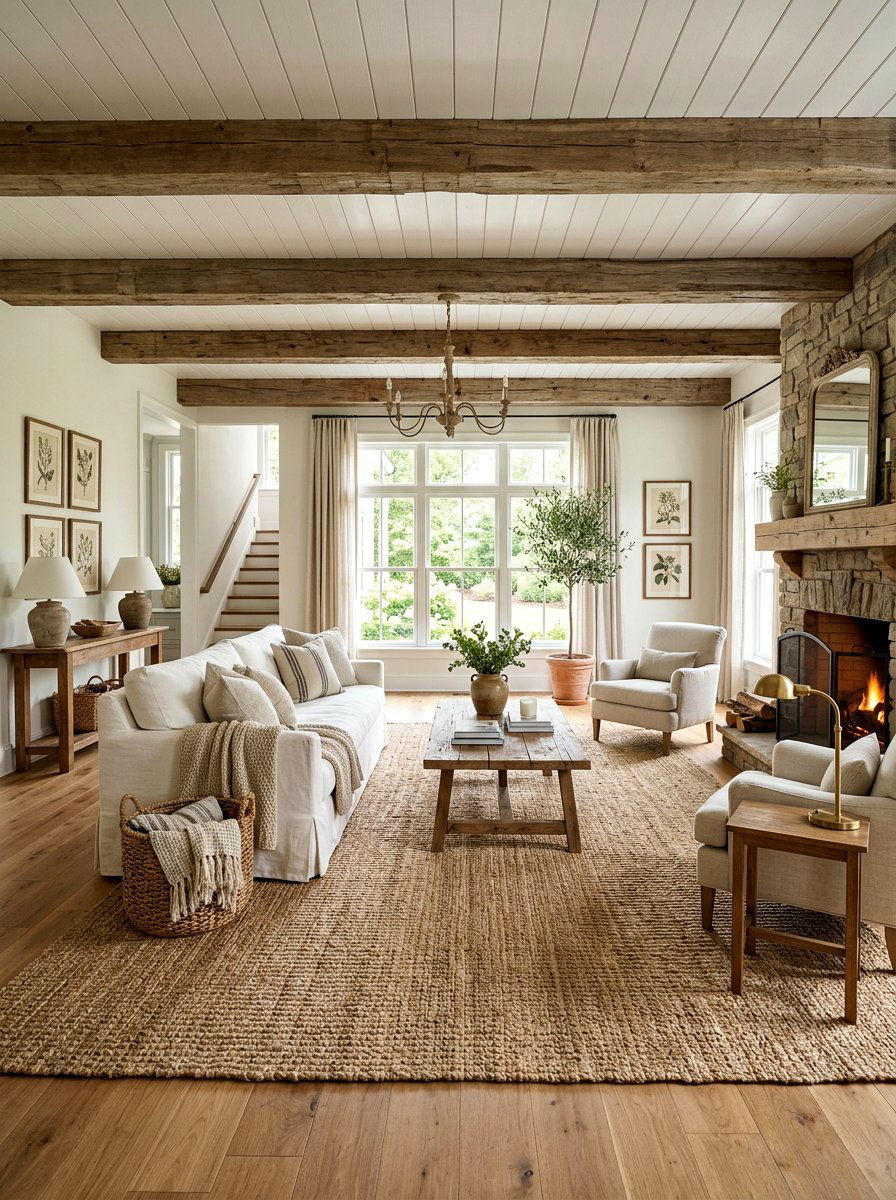 Jute Rug Living Room - 30 rustic farmhouse living room ideas