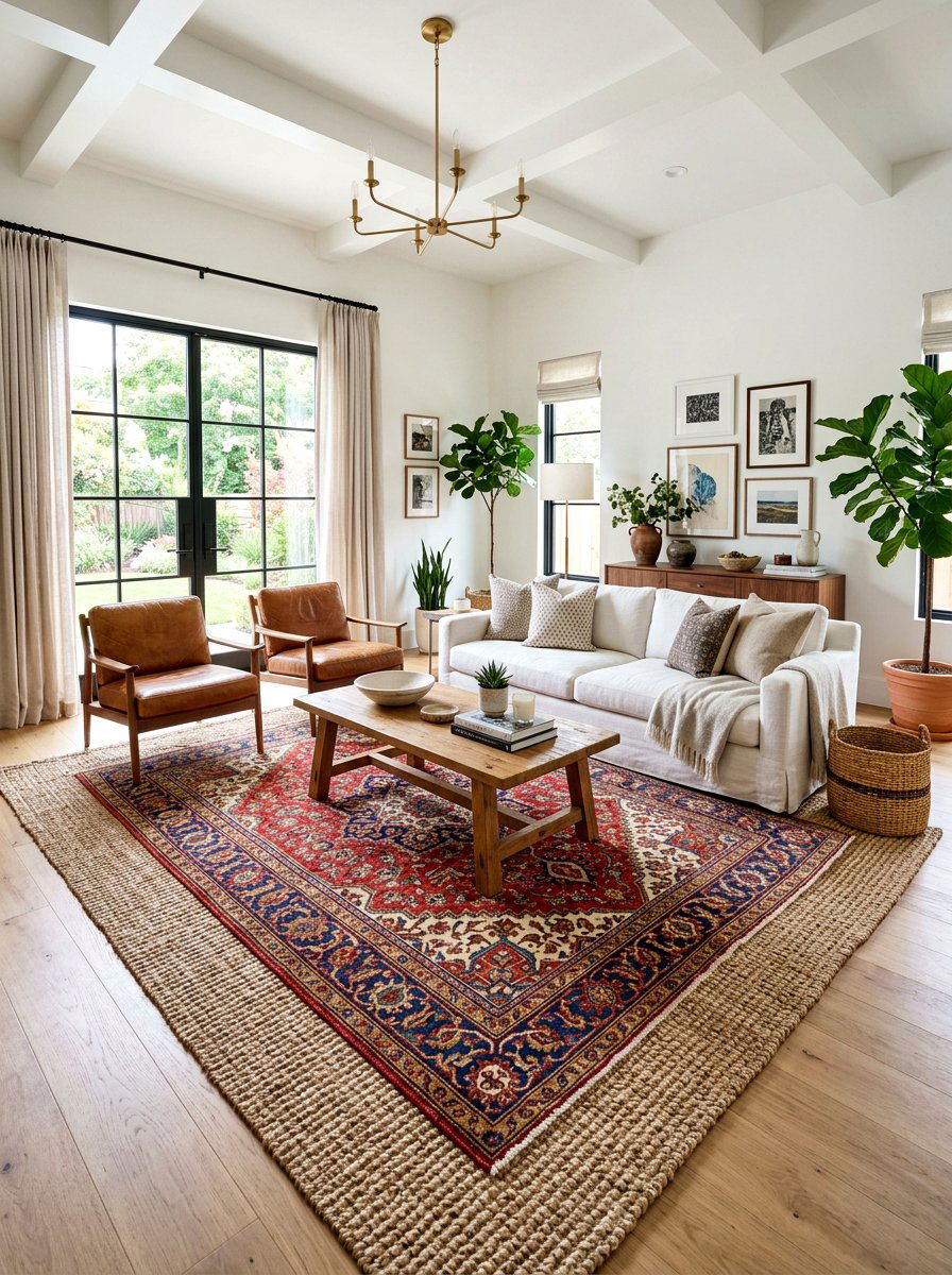 30 Layered Rug Ideas to Style Your Living Room Like a Pro