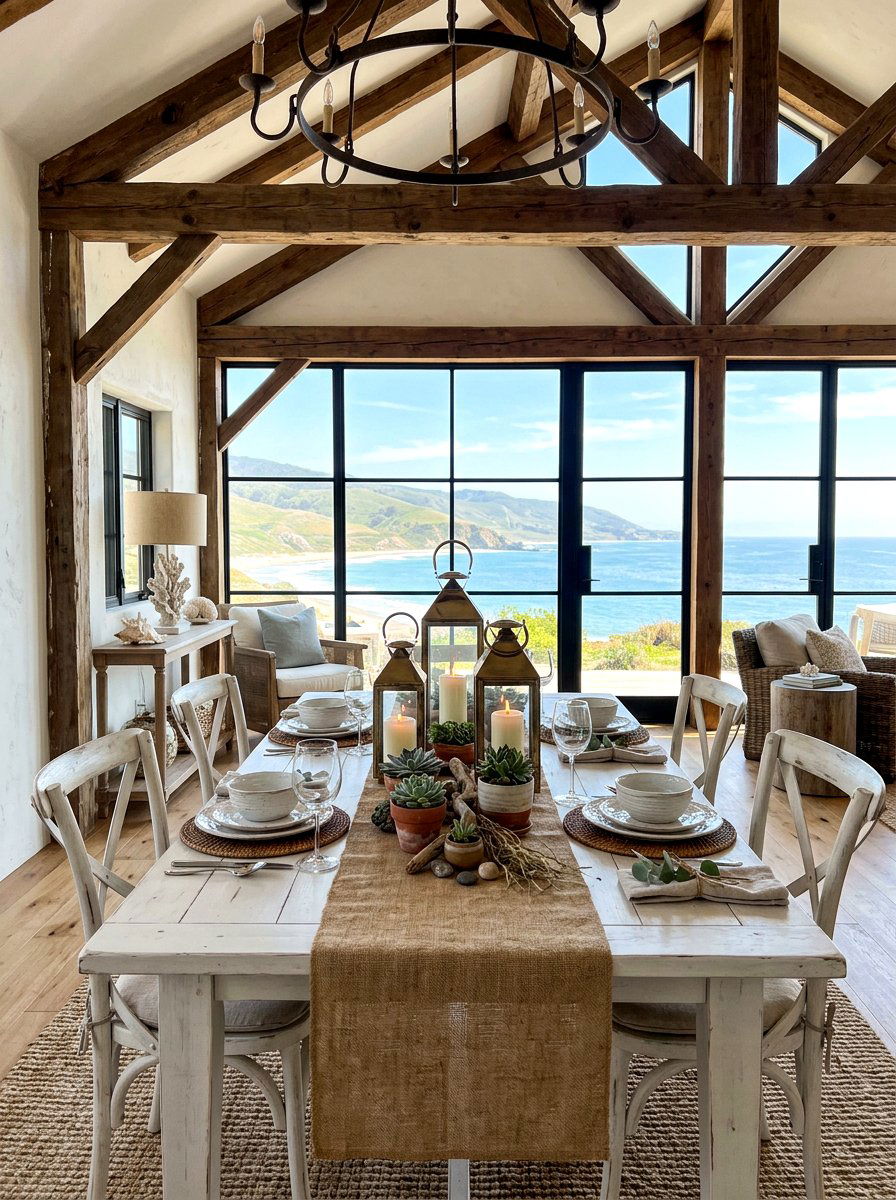 Jute Table Runner - 30 coastal table decor ideas