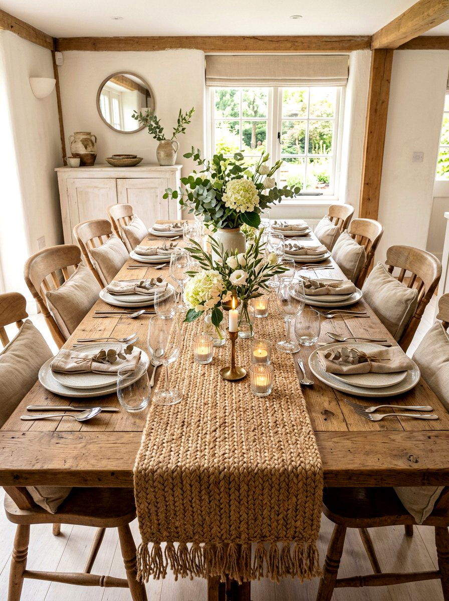 Jute Table Runner - 30 natural fiber decor ideas