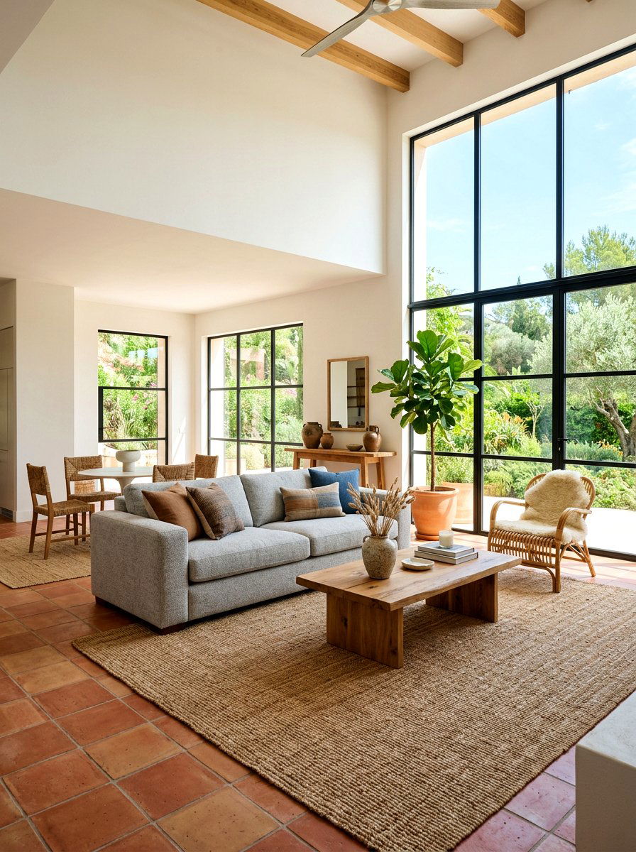 Jute area rugs - 30 Mediterranean summer decor ideas
