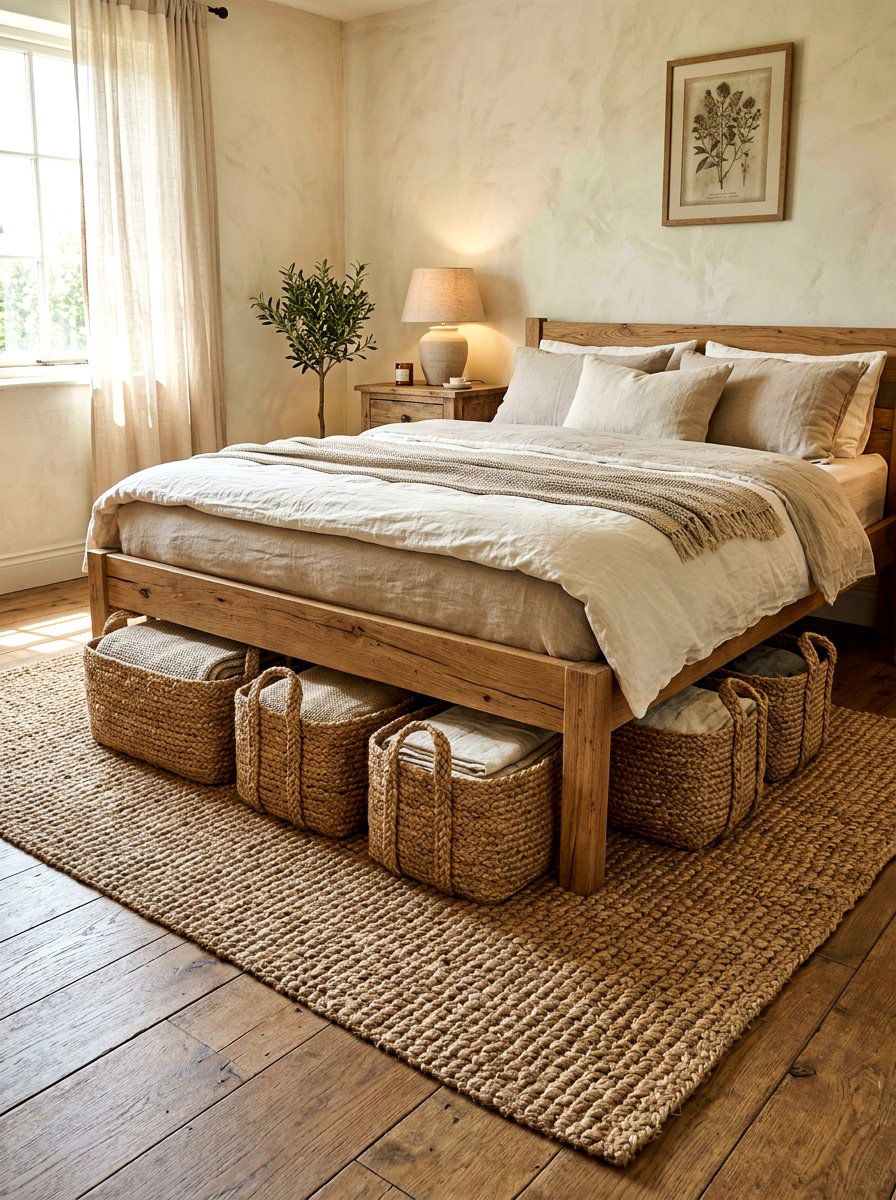 Jute baskets - 30 under bed storage aesthetic ideas