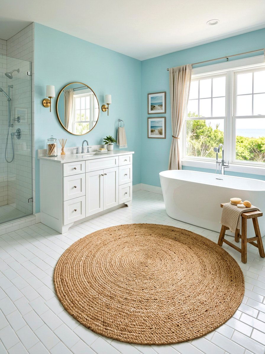 Jute bathroom rug - 30 serene bathroom decor ideas