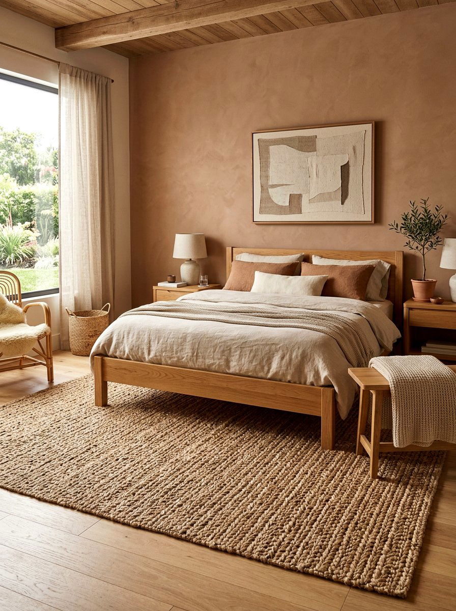 Jute bedroom rug - 30 earthy bedroom ideas