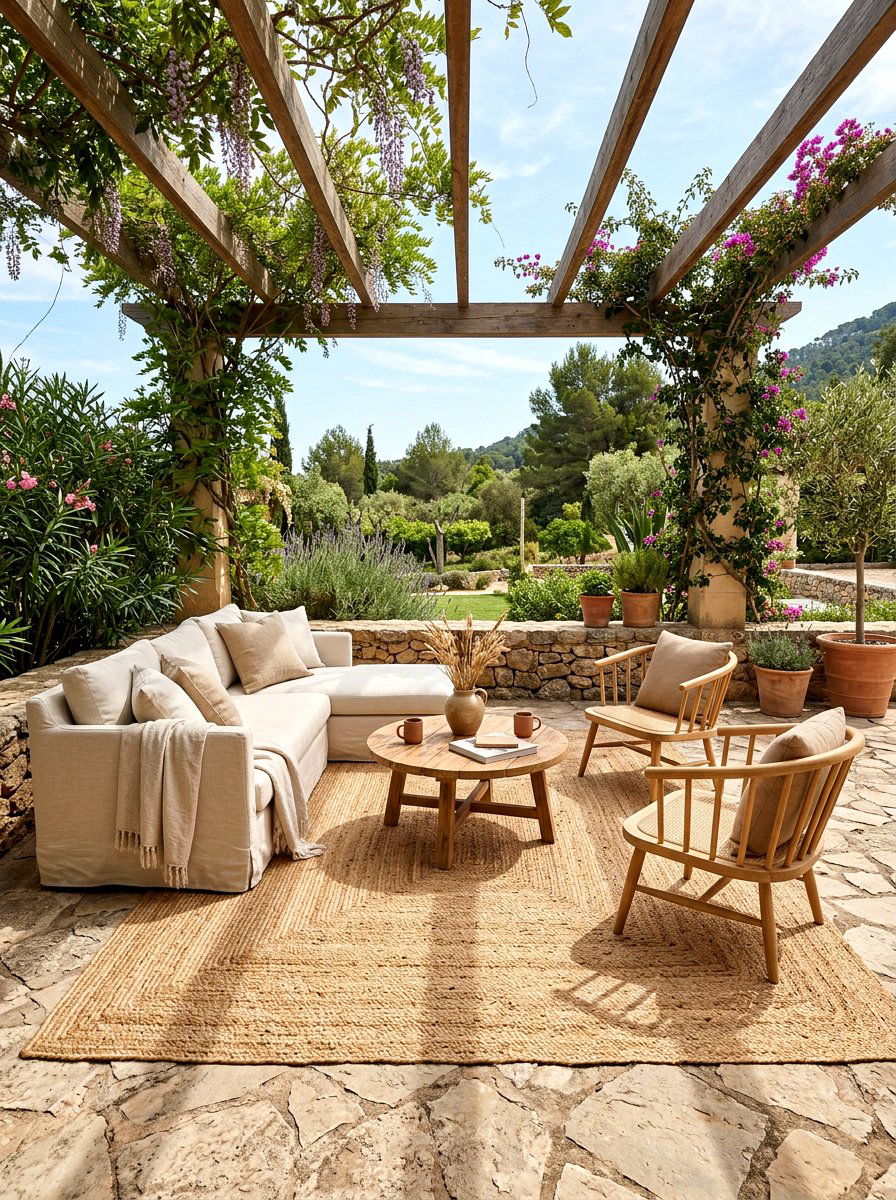 Jute outdoor rug - 30 Scandinavian patio ideas